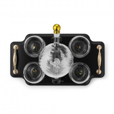 Whiskeykaraff Älg med 4 glas & träbricka 0,85 liter