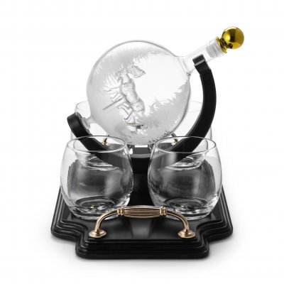 Whiskeykaraff Älg med 4 glas & träbricka 0,85 liter