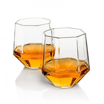 Whiskeykaraff Diamant med 4 Glas & Träplatta, 0,75 liter