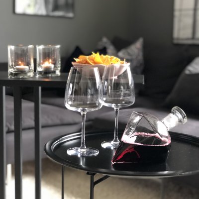 Whiskeykaraff Diamant med 4 Glas & Träplatta, 0,75 liter