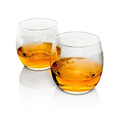 Whiskeykaraff Globe med 4 glas & Träplatta